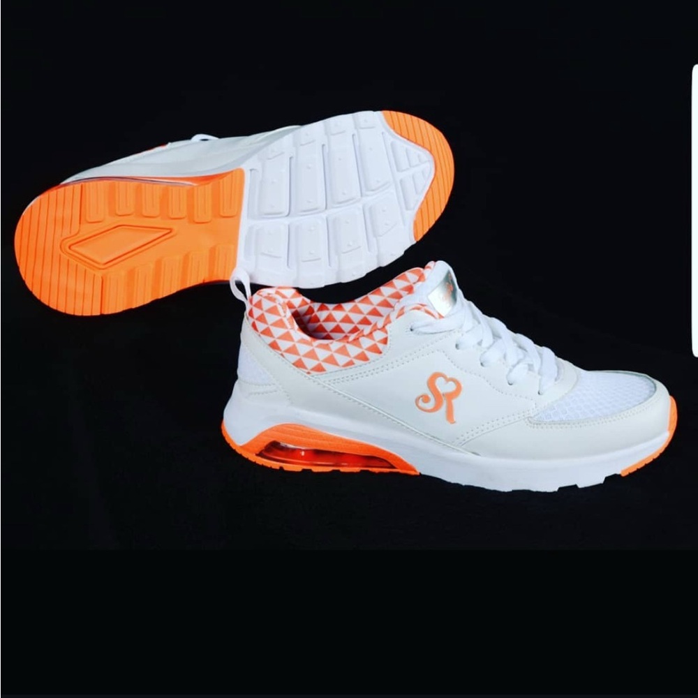 Women's White and Orange Sneakers